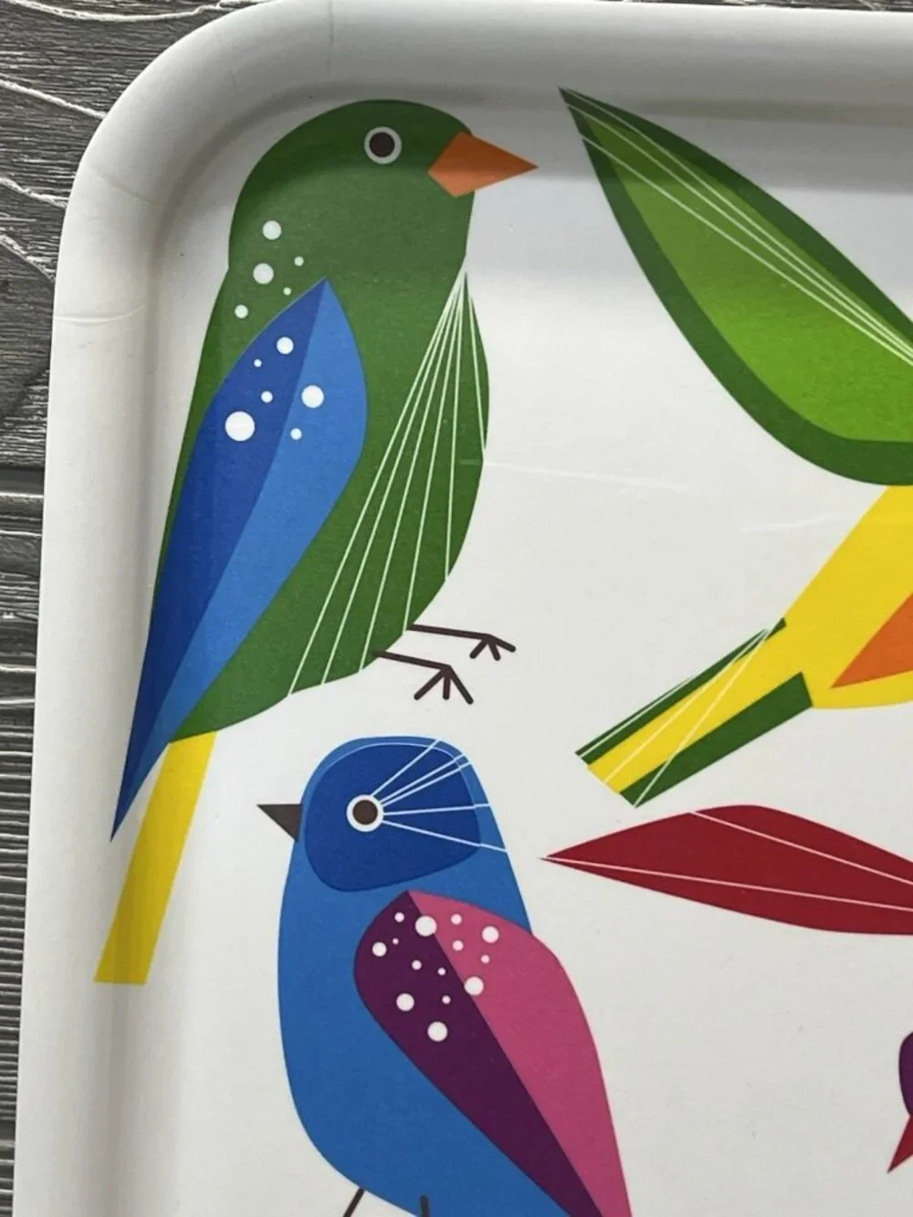 IKEA BARBAR Retired Bird Melamine Tray 13x13 Colorful Scandinavian Modern Art
